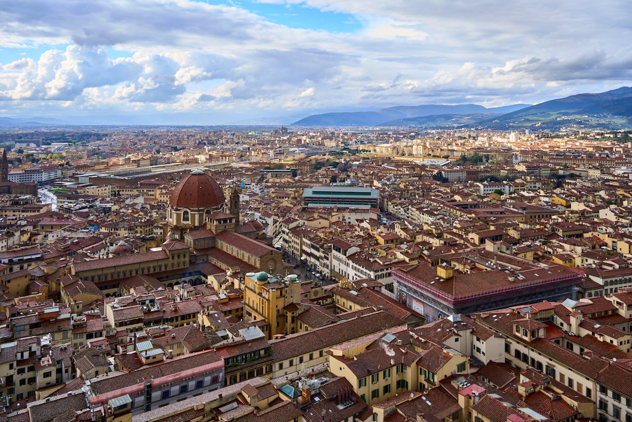 Aerial shot of historic Florence center