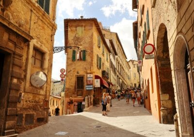 Streets of Montepulciano with tourists