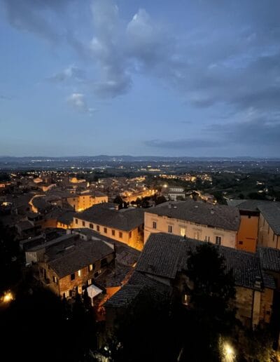 Montepulciano Italy rooftops at night