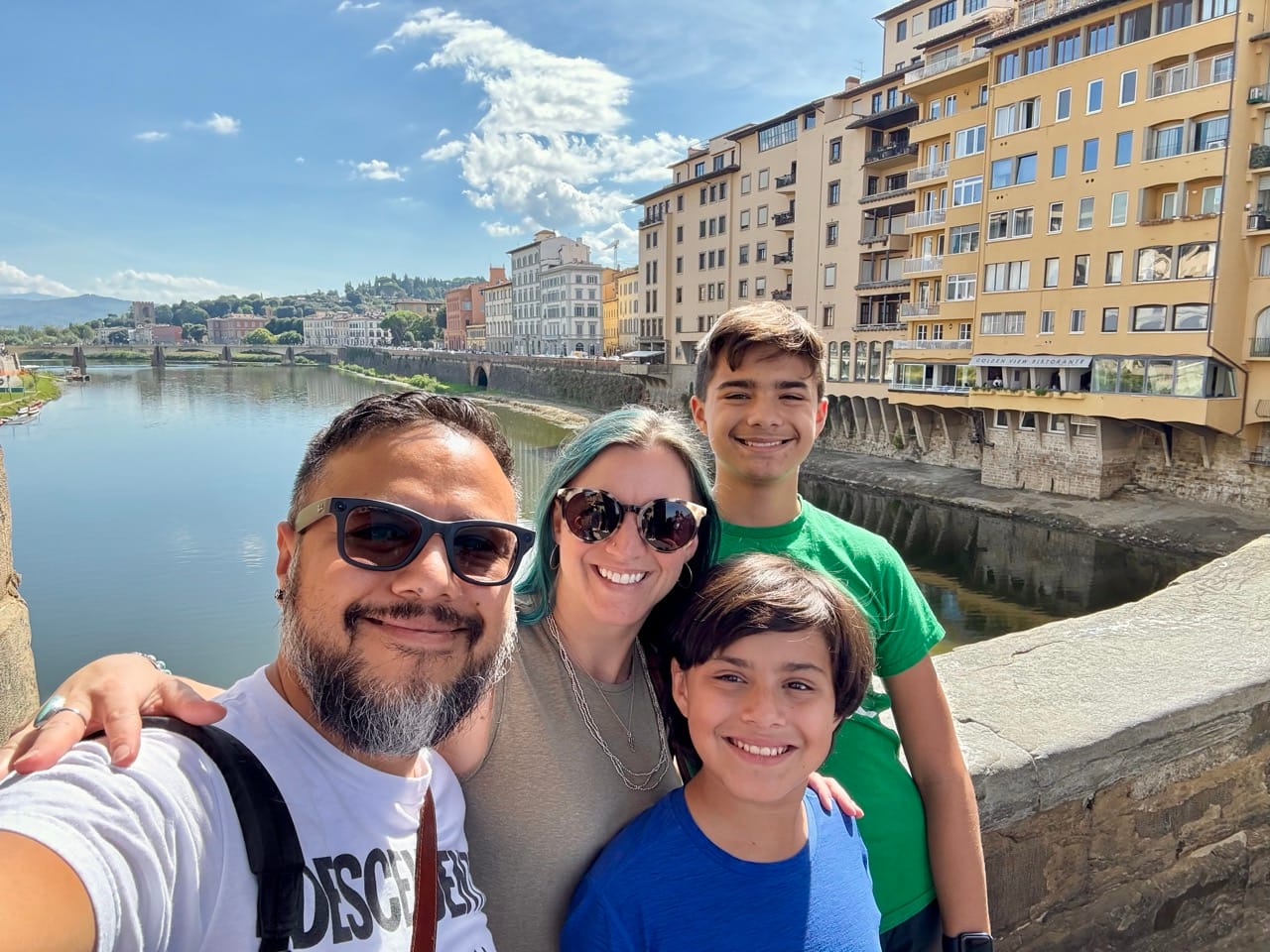 Family on Ponte Vecchio in Florence